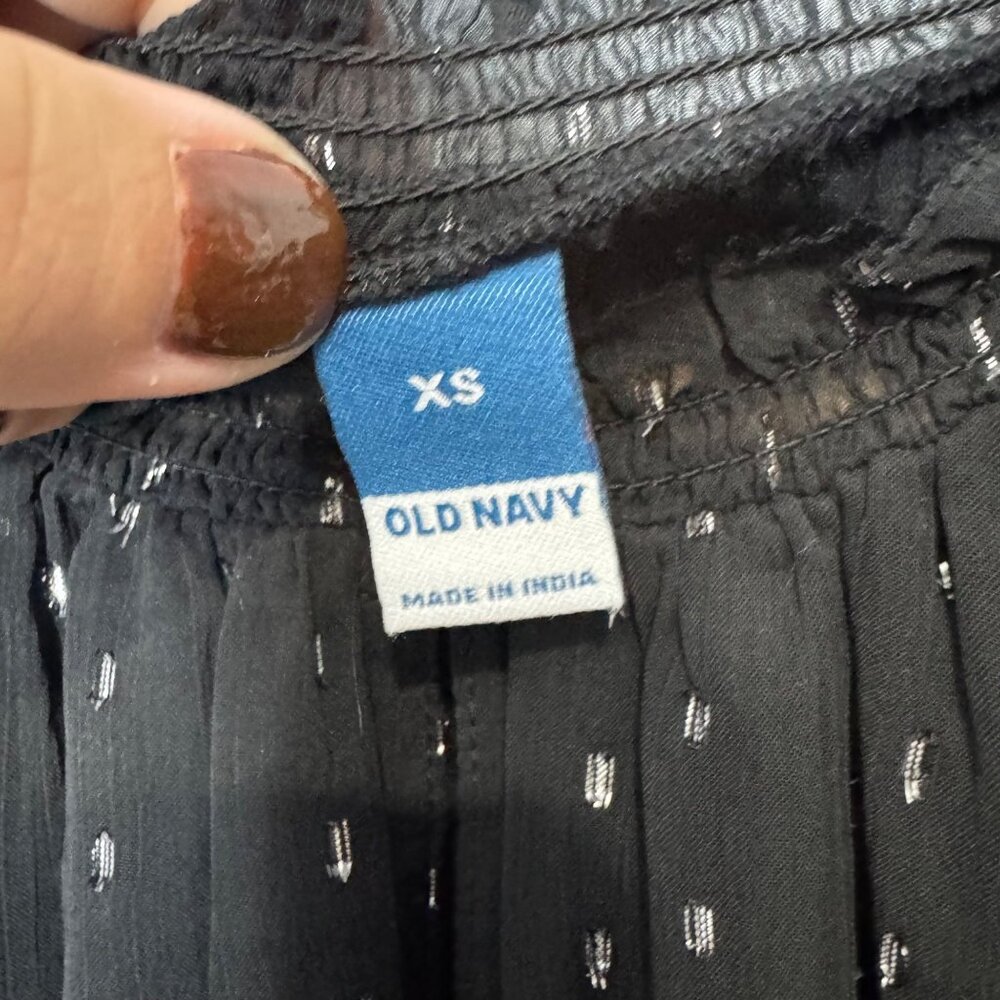 OLD NAVY waist defined metallic swiss dot smocked mini dress size XS - Picture 5 of 8